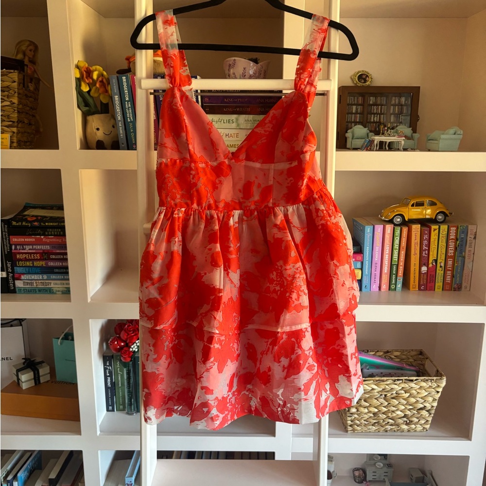 Red Floral Sleeveless Dress